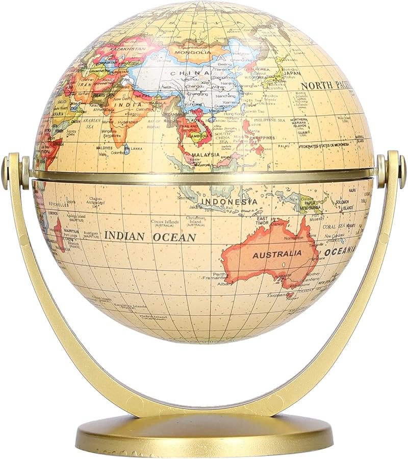 Rotating World Globe Map Desktop Ornament English Edition Geography Teaching Tool - Image 3